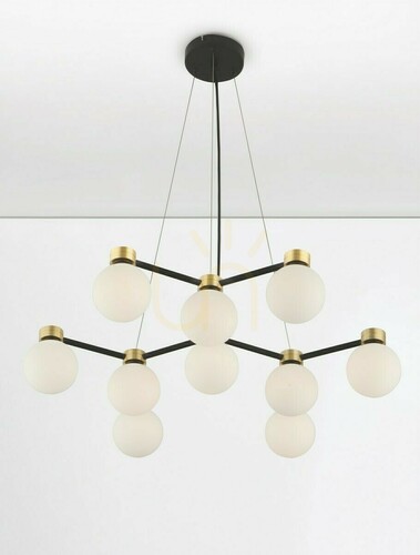 Kontrola Lustr Luces Exclusivas CAMINOS LE44543, černý se zlatými detaily, 10 × G9, 66 cm