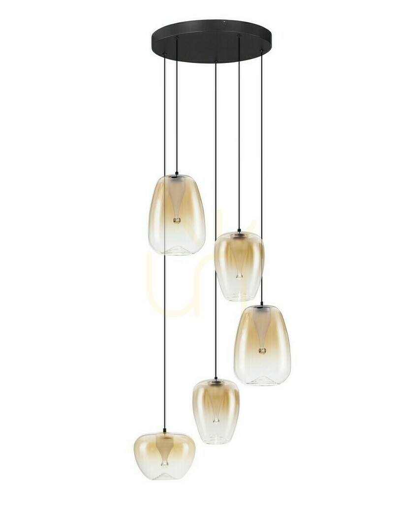 Závěsné svítidlo JAREVIA Luces Exclusivas LE45127 – 5 stínidel z jantarového skla