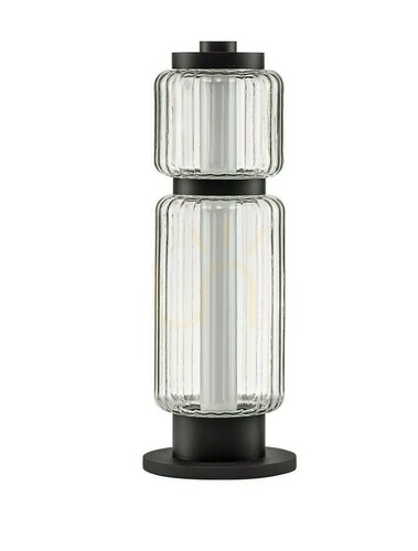 Kontrola Stolní LED lampa ALQUERI černá s rýhovaným stínidlem, 39 cm, Luces Exclusivas LE45809