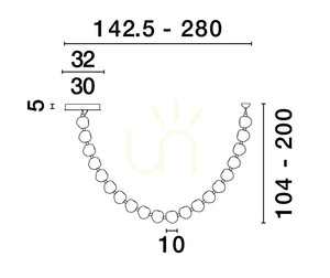 Závěsné svítidlo Luces Exclusivas CHEPEN LE44424, girlanda 280 cm, LED 91 W 3000 K, 6659 lm, akryl a černý kov small 3