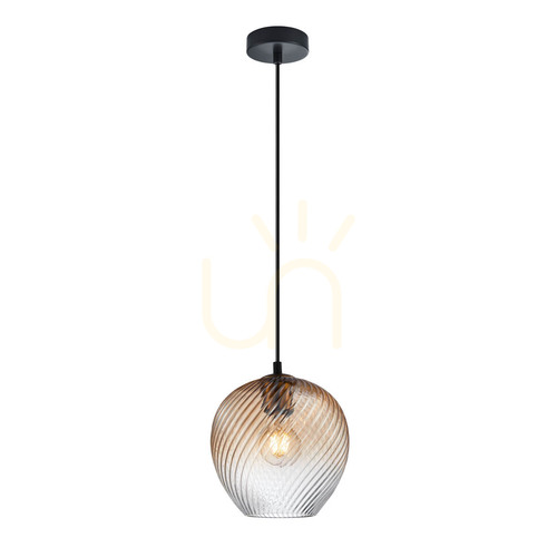Kontrola Závěsná lampa Italux Alias černo-jantarové sklo E27 PND-3664-1-BRO-AMB