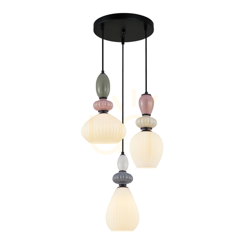 Kontrola Závěsné svítidlo Italux Altra 3x E27 černé/bílé sklo PND-36787-3-BK-WH