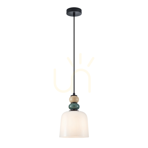 Kontrola Závěsné svítidlo Italux Bonata E27 černé/bílé sklo PND-36573-1C-BK-WH