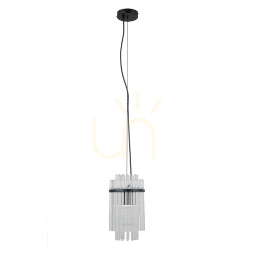 Kontrola Závěsná lampa Italux Bonte černá sklo E27 1x40W PND-40929-1A-BK