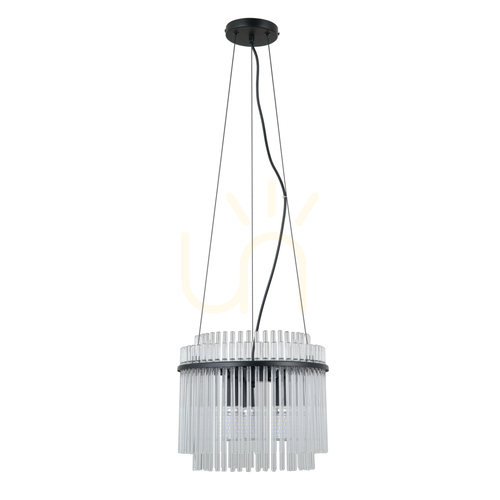 Kontrola Závěsná lampa Italux Bonte černá s čirým sklem 3xE14 PND-40929-3A-BK