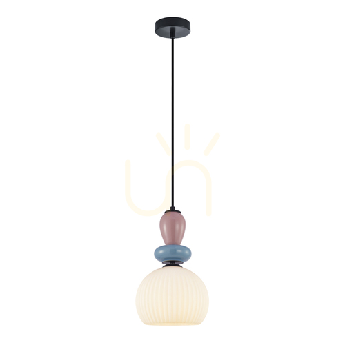 Kontrola Závěsné svítidlo Italux Domali E27 černé/bílé sklo PND-36816-1A-BK-WH