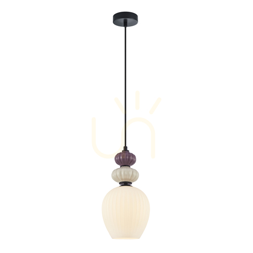 Kontrola Závěsná lampa Italux Domali černá/bílá sklo E27 PND-36816-1B-BK-WH