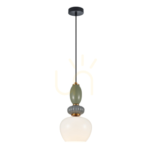 Závěsné svítidlo Italux Martelo E27 18,5 cm – bílé sklo a barevné detaily PND-36545-1B-GD-WH small 0