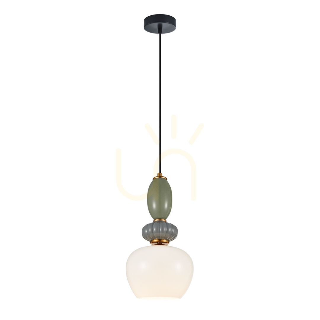 Italux Martelo White Gold Glass Pendant Light E27 PND-36545-1B-GD-WH