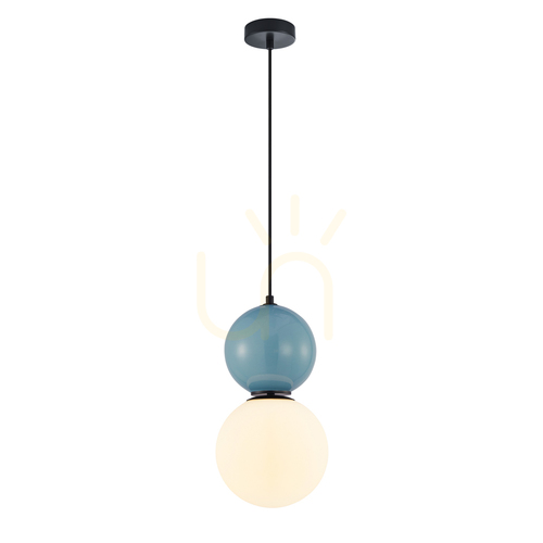 Kontrola Závěsné světlo Italux Mastal E27 černé sklo PND-36603-1L-BK-BLU