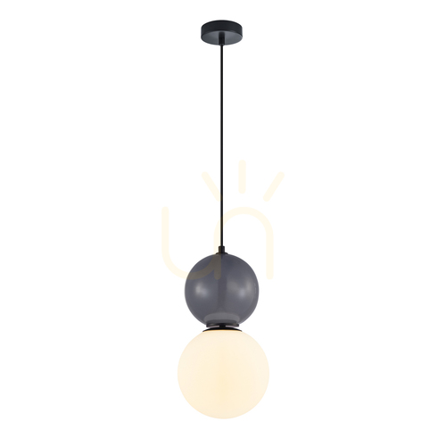 Kontrola Závěsné svítidlo Italux Mastal E27 černé bílé sklo PND-36603-1L-BK-GR