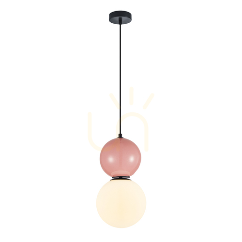 Kontrola Závěsná lampa Italux Mastal černá/bílá sklo E27 PND-36603-1L-BK-PK