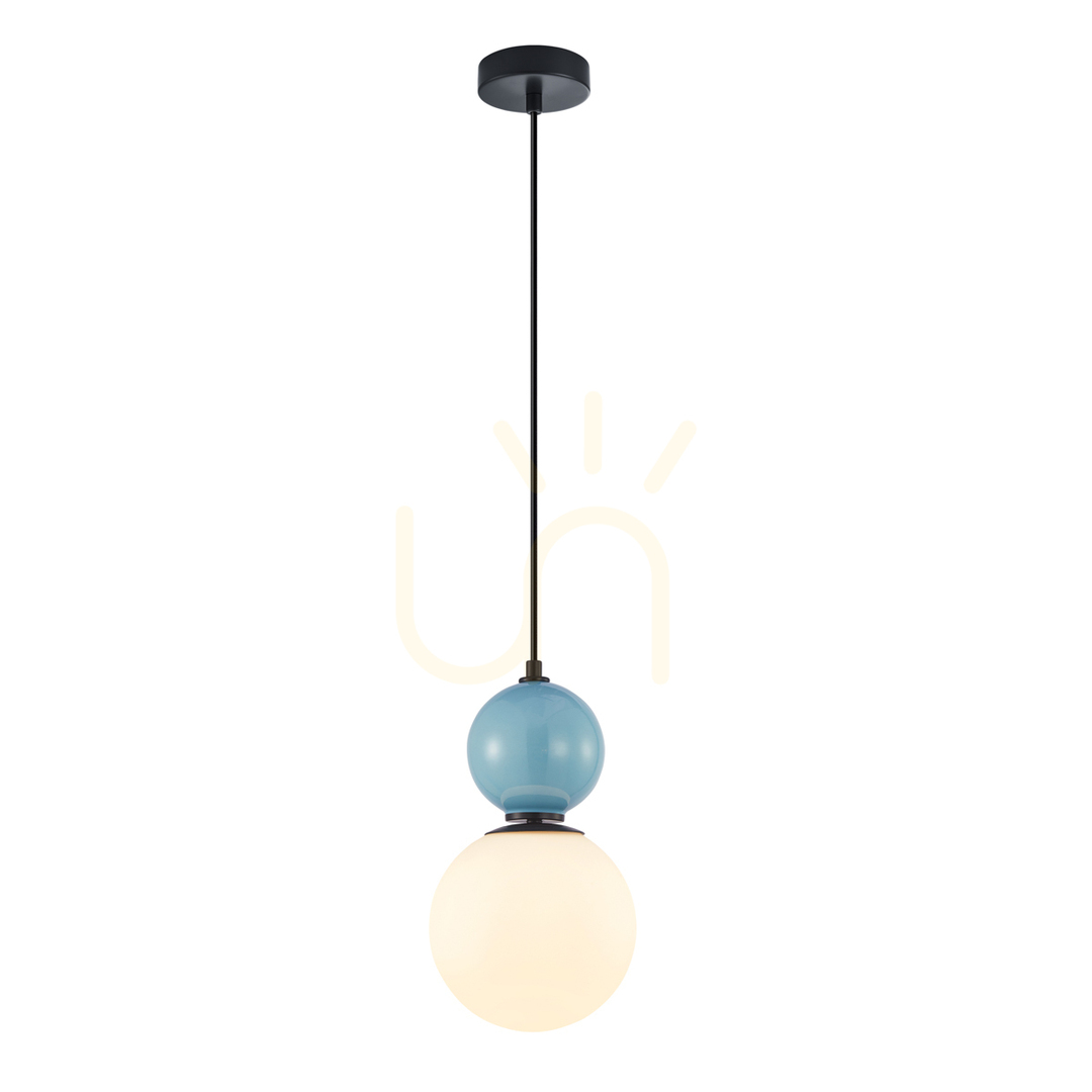 Kontrola Závěsná lampa Italux Mastal E27 černá/bílá sklo PND-36603-1M-BK-BLU Závěsná lampa Italux Mastal E27 černá/bílá sklo PND-36603-1M-BK-BLU