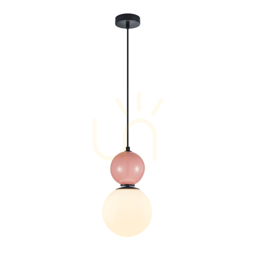 Kontrola Závěsné světlo Italux Mastal E27 černé/růžové sklo PND-36603-1M-BK-PK