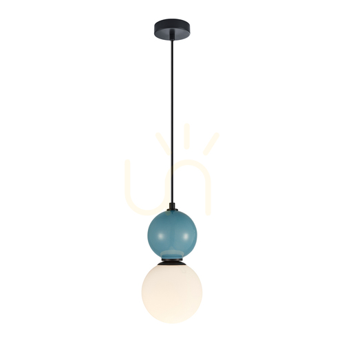 Kontrola Závěsné svítidlo Italux Mastal E27 černé sklo PND-36603-1S-BK-BLU
