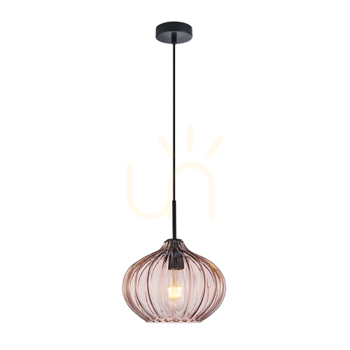 Kontrola Závěsná lampa Italux Pansol E27 černá sklo PND-2940-1S-BK-CF