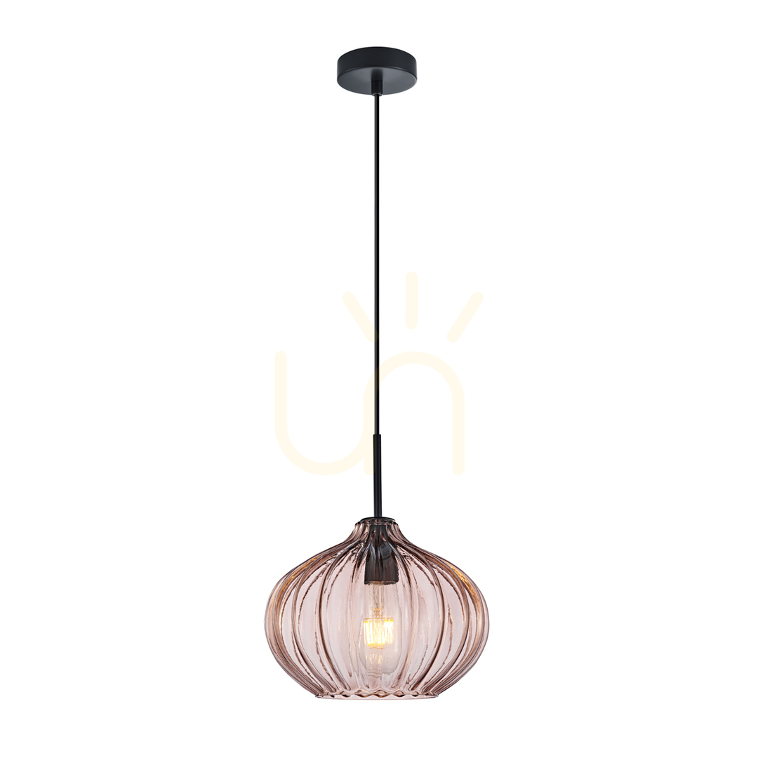 Kontrola Závěsná lampa Italux Pansol E27 černá sklo PND-2940-1S-BK-CF Závěsná lampa Italux Pansol E27 černá sklo PND-2940-1S-BK-CF