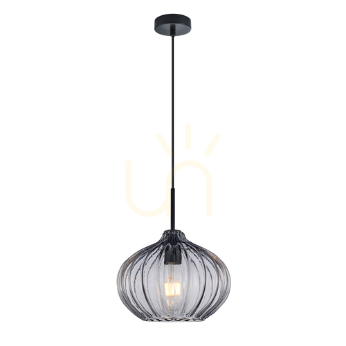 Kontrola Závěsné svítidlo Italux Pansol E27 černé kouřové sklo PND-2940-1S-BK-SG2