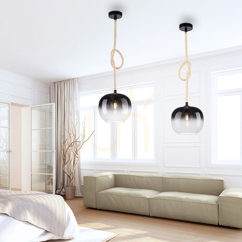 Kontrola Závěsné svítidlo LUMA 2410-18 s podsvíceným LED lanem, černé, E27