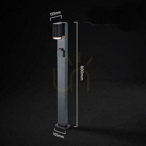 Kontrola V-TAC 80CM GU10 černý zahradní sloupek 230V zásuvka VT-10178 3 roky záruka