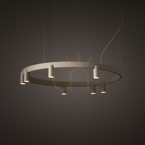 Kontrola Závěsné svítidlo Nowodvorski FOURTY ROUND LED 12284 – béžové, 80 cm, 7×GU10 R35 + LED