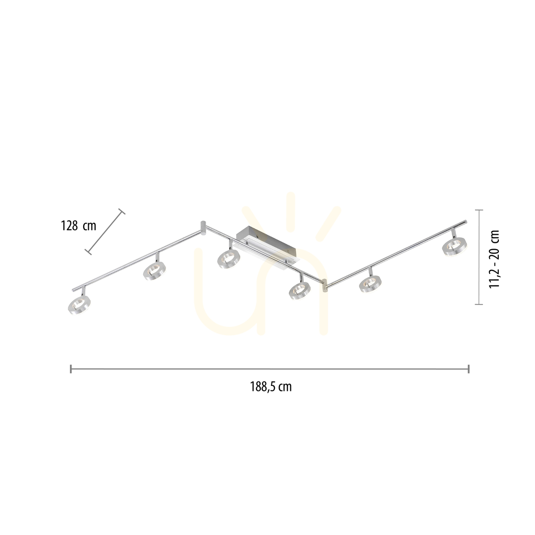 Pohled Stropní LED svítidlo Zuma Line SILEDA 6787-96 stříbrné, 6bodové, 188,5 cm Stropní LED svítidlo Zuma Line SILEDA 6787-96 stříbrné, 6bodové, 188,5 cm