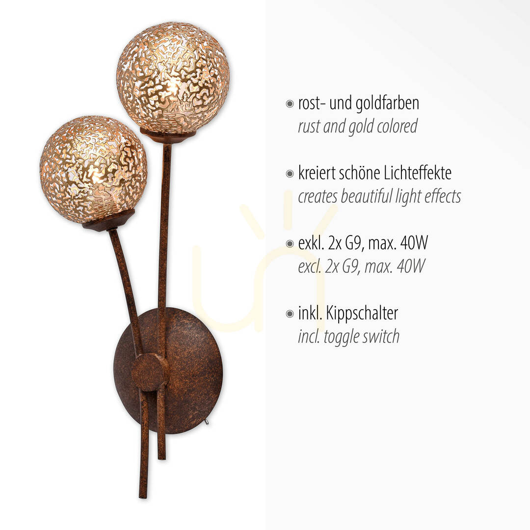 Zobrazit Nástěnné svítidlo GRETA 9032-48 Rusty 2xG9 Nástěnné svítidlo GRETA 9032-48 Rusty 2xG9