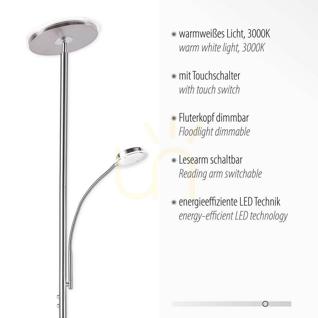 Zobrazit Stojací lampa HANS 11709-55 Silver 2xLED Stojací lampa HANS 11709-55 Silver 2xLED