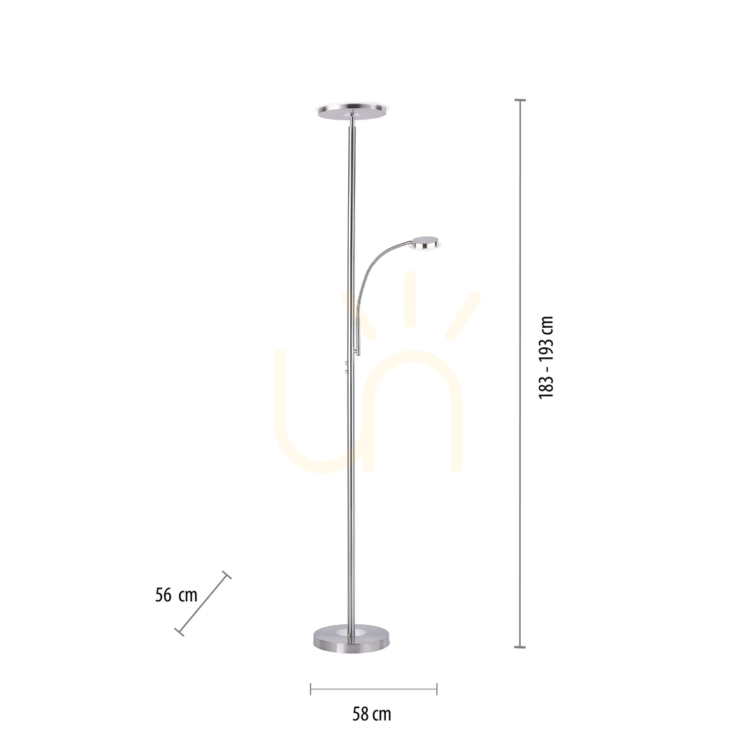Náhled Stojací lampa HANS 11709-55 Silver 2xLED Stojací lampa HANS 11709-55 Silver 2xLED