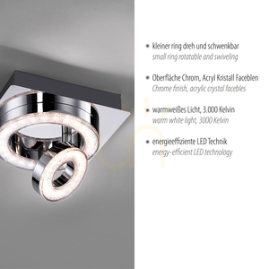 TIM Plafond 14520-17 Chrome 2xLED small 3
