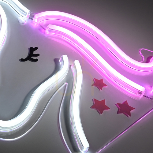 Kontrola LED nástěnné svítidlo Paul Neuhaus NEON-UNICORN 85025-70 – jednorožec, růžovo-bílé, 33 cm
