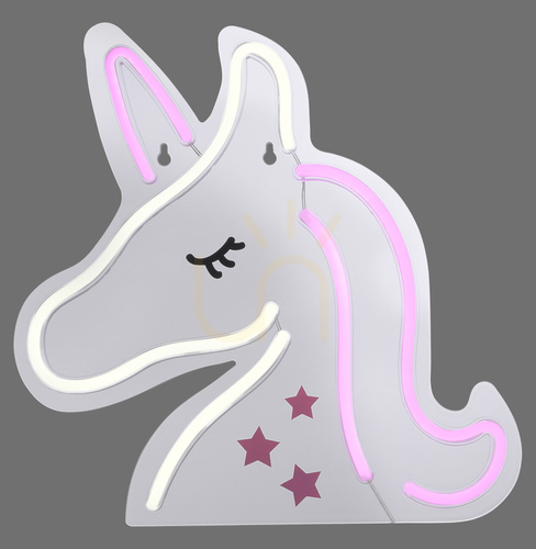 Kontrola LED nástěnné svítidlo Paul Neuhaus NEON-UNICORN 85025-70 – jednorožec, růžovo-bílé, 33 cm