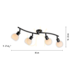 Stropní svítidlo LOKI vlnitá lišta 4xE14 LED v balení 3000K černé bílá stínidla 12154-18 Just Light small 8