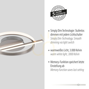 Stropní LED svítidlo KORSA 14130-55 ocelové 20 W 3000 K stmívatelné Simply Dim small 4