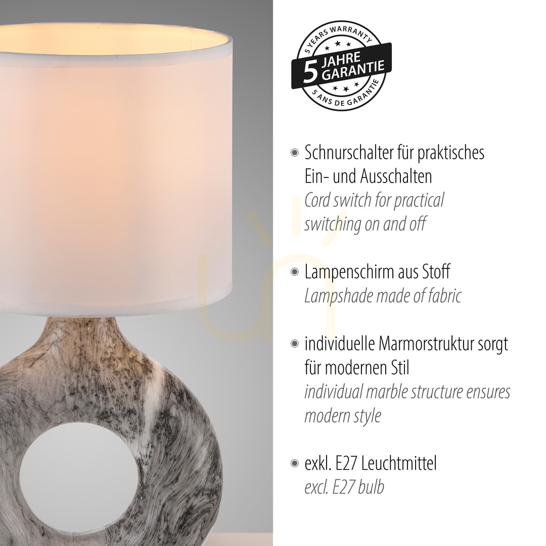 Zobrazit Stolní lampa CARARA 14193-15 Grey 1xE27 Stolní lampa CARARA 14193-15 Grey 1xE27