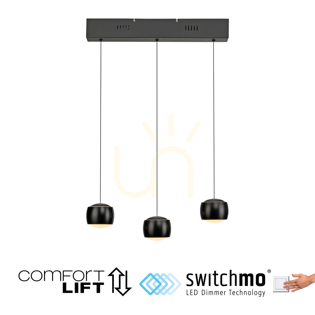 Pohled Závěsné svítidlo BALLINI 15261-18 Black 3xLED Závěsné svítidlo BALLINI 15261-18 Black 3xLED