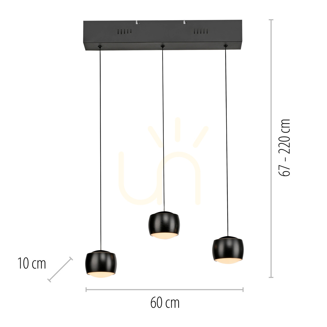 Zobrazit Závěsné svítidlo BALLINI 15261-18 Black 3xLED Závěsné svítidlo BALLINI 15261-18 Black 3xLED