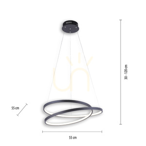 Závěsné svítidlo ROMAN 2472-18, černé, Ø 55 cm, LED 32 W, 2350 lm, 3000 K, stmívatelné Simply Dim small 7