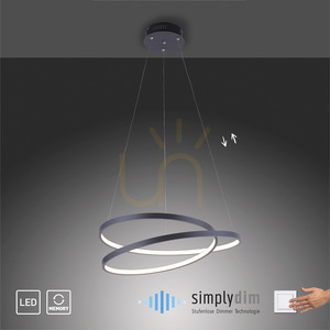 Závěsné svítidlo ROMAN 2472-18, černé, Ø 55 cm, LED 32 W, 2350 lm, 3000 K, stmívatelné Simply Dim small 9
