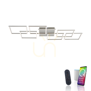 LED stropní svítidlo Paul Neuhaus Q-INIGO 6014-55, ocelová barva, 7 světelných prvků, CCT small 1