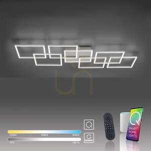 LED stropní svítidlo Paul Neuhaus Q-INIGO 6014-55, ocelová barva, 7 světelných prvků, CCT small 10