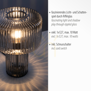 Stolní lampa Zuma Line FUNGUS 4092-25 z kouřového skla 1×E27 small 3