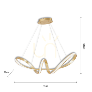 Závěsné LED svítidlo MELINDA 8292-12, zlaté, 91 × 35 cm, 45 W, 5400 lm, 3000 K, Simply Dim small 7