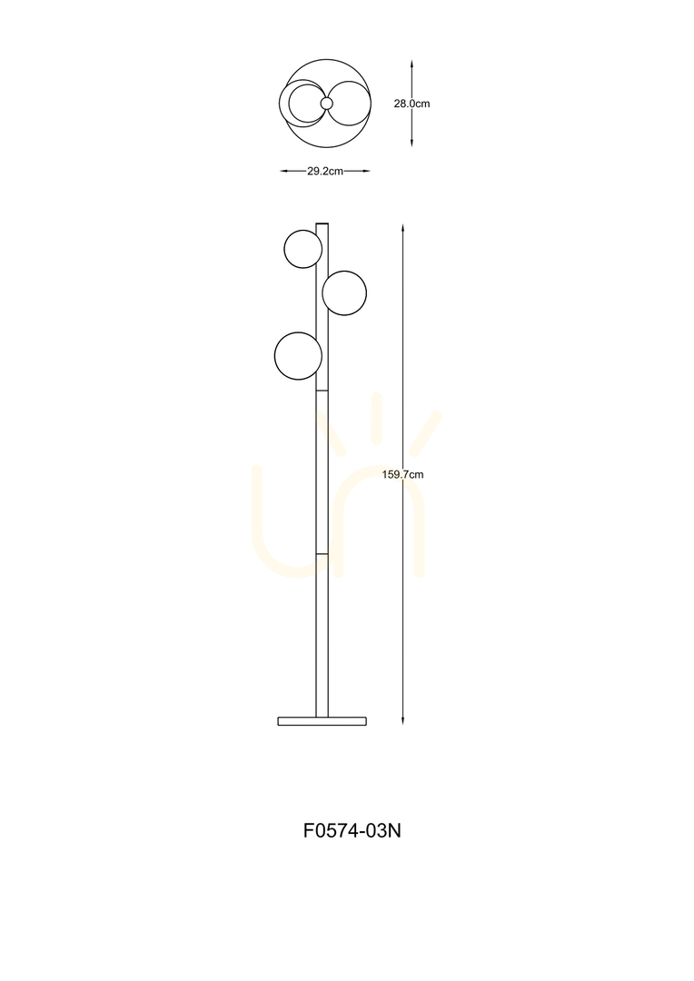 Pohled Stojací lampa FORES F0574-03N-P7AA černá 3xG9. Stojací lampa FORES F0574-03N-P7AA černá 3xG9.