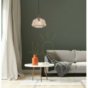 Závěsné svítidlo Italux Antita s jantarovým sklem, černé, E27, 30 cm PND-3644-1-BRO-AMB small 1
