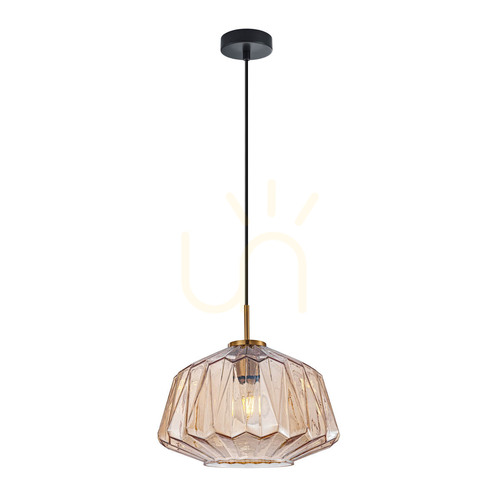 Kontrola Závěsné svítidlo Italux Ashtabula černé/sklo E27 PND-3644-1-BRO-AMB
