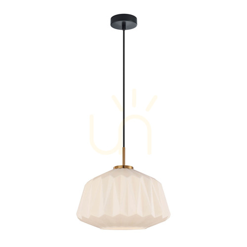 Kontrola Závěsná lampa Italux Antita černá/bílá sklo E27 PND-3644-1-BRO-W