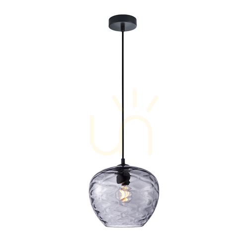Kontrola Závěsná lampa Italux Bresco E27 černá kouřové sklo PND-3033-1-BK-SG