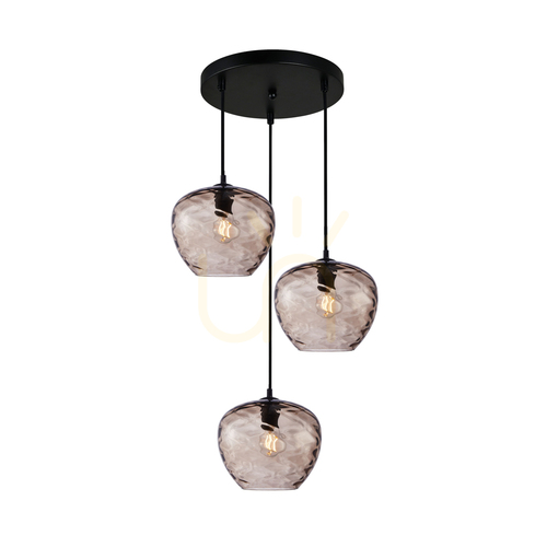 Kontrola Závěsná lampa Italux Bresco černá sklo 3xE27 PND-3033-3A-BK-CF