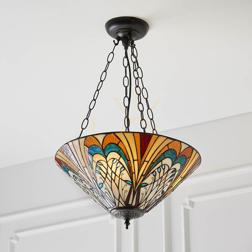 Kontrola Závěsná lampa Interiors Hector Tiffany multicolor 3xE27 60W 40 cm